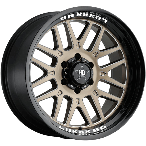 Luxxx HD Offroad LHD-20 Satin Bronze With Milled Edges and Gloss Black Lip - Part Number LHD2020108165-18J-J1 Luxxx HD Offroad LHD-20 Satin Bronze With Milled Edges and Gloss Black Lip Photo