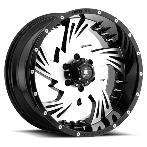 Luxxx HD Offroad LHD-7 Gloss Black Machined With Chrome Spike Rivets - Part Number LHD720105127-18D-A2-11 Luxxx HD Offroad LHD-7 Gloss Black Machined With Chrome Spike Rivets Photo