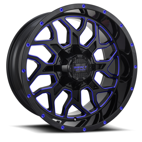 Impact Off-Road 813 Gloss Black W/ Blue Milling