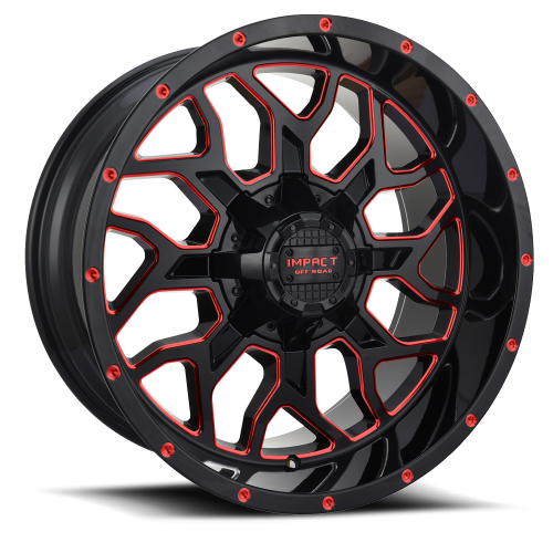Impact Off-Road 813 Gloss Black W/ Red Milling