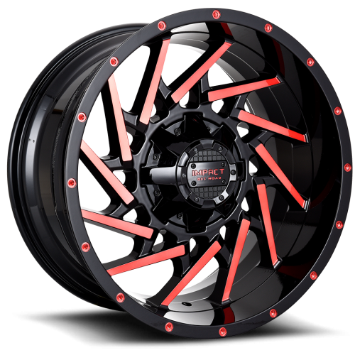 Impact Off-Road 816 Gloss Black Candy Red Milled