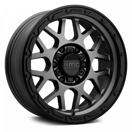 KMC KM535 Grenade Off-Road Matte Gray Black Lip - Part Number KM53578588400 KMC KM535 Grenade Off-Road Matte Gray Black Lip Photo