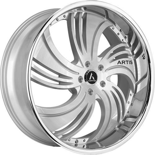 Lexani Avenue A201 Silver Machined W/ Stainless Lip - Part Number A201-2490-13-00SMS Lexani Avenue A201 Silver Machined W/ Stainless Lip Photo