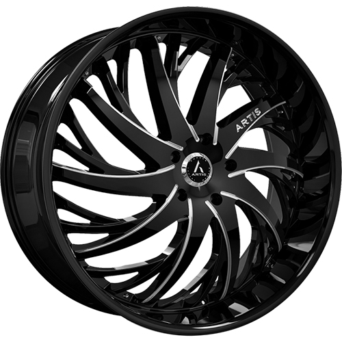Lexani Decatur A202 Gloss Black W/ Milled Grooves - Part Number A202-2895-83-22BG Lexani Decatur A202 Gloss Black W/ Milled Grooves Photo