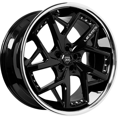 Lexani Devoe 702 Gloss Black W/ Stainless Chrome Lip - Part Number 702-2090-66-35FBS Lexani Devoe 702 Gloss Black W/ Stainless Chrome Lip Photo