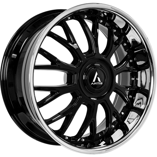 Lexani Grind XL A211 Gloss Black With Stainless Chrome Lip - Part Number A211-2410-30-25FBS-M Lexani Grind XL A211 Gloss Black With Stainless Chrome Lip Photo