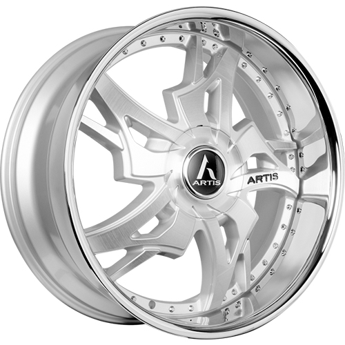 Lexani Laredo XL A208 Silver Machined With Stainless Lip - Part Number A208-2210-15-25SMS Lexani Laredo XL A208 Silver Machined With Stainless Lip Photo