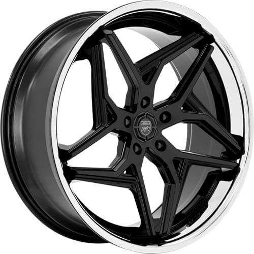 Lexani Spyder 677 Gloss Black W/ Chrome Lip - Part Number 677-2290-45-25FBS Lexani Spyder 677 Gloss Black W/ Chrome Lip Photo