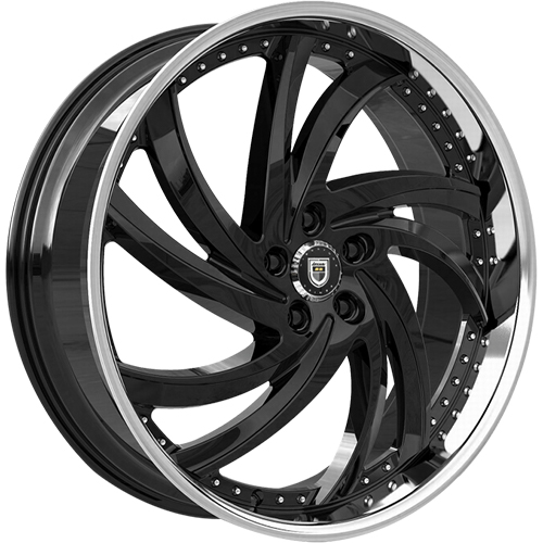 Lexani Turbine 690 Black W Chrome Lip - Part Number 690-2410-61-20FBS Lexani Turbine 690 Black W Chrome Lip Photo