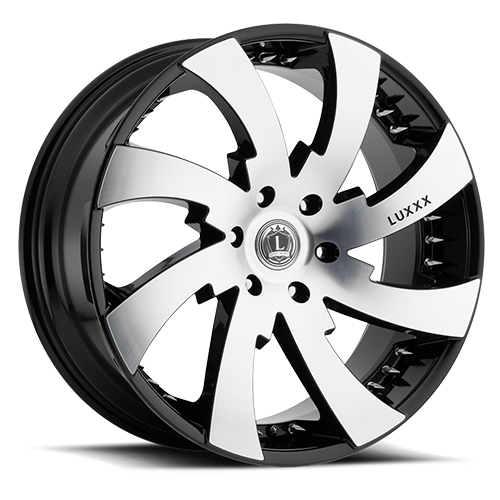 Luxxx LUX 12 Gloss Black Machined With Chrome Spike Rivets - Part Number LUX1222955115+15C-A2-11 Luxxx LUX 12 Gloss Black Machined With Chrome Spike Rivets Photo