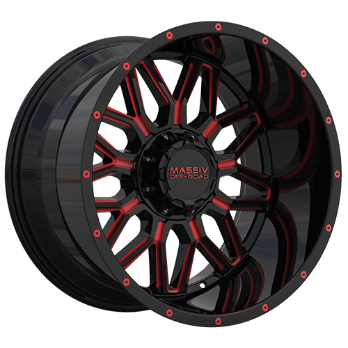 Massiv Off-Road MAS-OR1 Black W/ Red Milled Accents - Part Number MAS-OR1-2130-N24BWR Massiv Off-Road MAS-OR1 Black W/ Red Milled Accents Photo