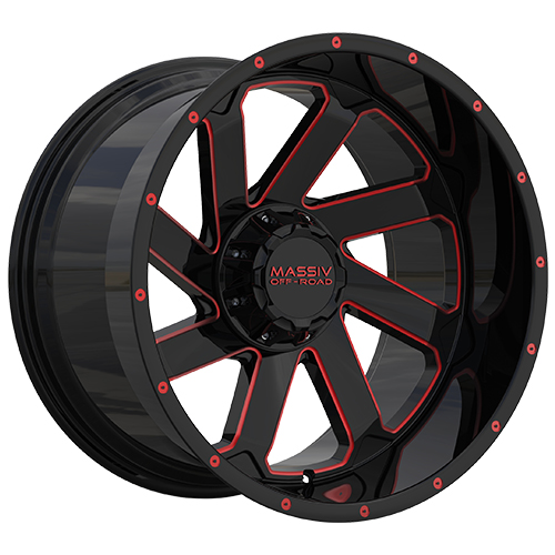 Massiv Off-Road MAS-OR4 Black W/ Red Milled Accents - Part Number MAS-OR4-2130-N18BWR Massiv Off-Road MAS-OR4 Black W/ Red Milled Accents Photo