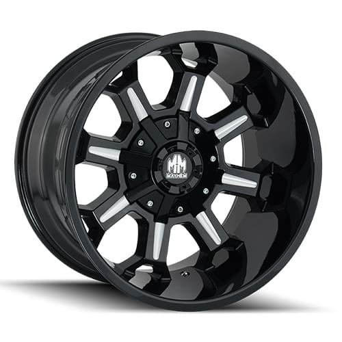 Mayhem Combat 8105 Gloss Black W/ Milled Spokes - Part Number 8105-7937M Mayhem Combat 8105 Gloss Black W/ Milled Spokes Photo