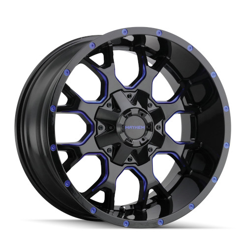 Mayhem Warrior 8015 Gloss Black W/ Blue Spokes - Part Number 8015-7952BTB18 Mayhem Warrior 8015 Gloss Black W/ Blue Spokes Photo