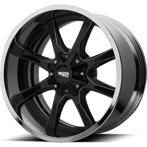 Moto Metal MO201 Gloss Black W/ Chrome Lip - Part Number MO201-20128744NBC Moto Metal MO201 Gloss Black W/ Chrome Lip Photo