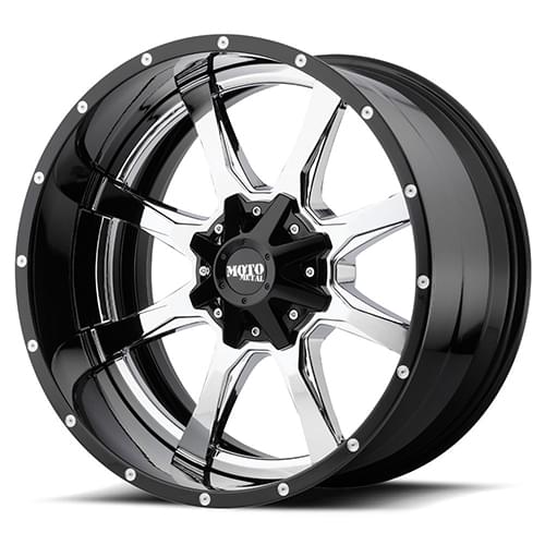 Moto Metal MO201 Chrome W/ Black Lip - Part Number MO201-22128044NCB Moto Metal MO201 Chrome W/ Black Lip Photo