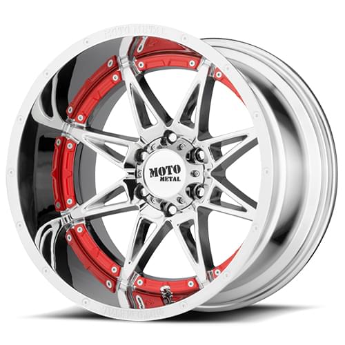 Moto Metal MO993 Hydra Chrome W/ Red Undercut - Part Number MO99329064218 Moto Metal MO993 Hydra Chrome W/ Red Undercut Photo