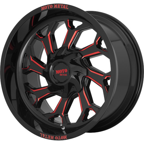 Moto Metal MO999 Gloss Black W/ Red Milled Spokes Photo