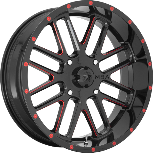 MSA Offroad M35 Bandit Gloss Black W/ Red Milled Spokes Photo