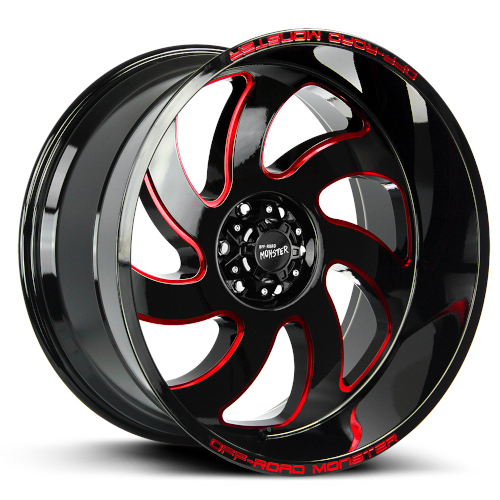 Off-Road Monster M07 Gloss Black Candy Red Milled - Part Number M07212639N44GBMLR Off-Road Monster M07 Gloss Black Candy Red Milled Photo