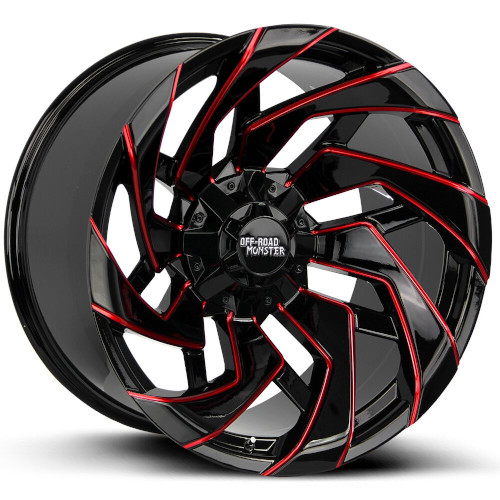 Off-Road Monster M24 Gloss Black Candy Red Milled - Part Number M240550N19GBMLR Off-Road Monster M24 Gloss Black Candy Red Milled Photo