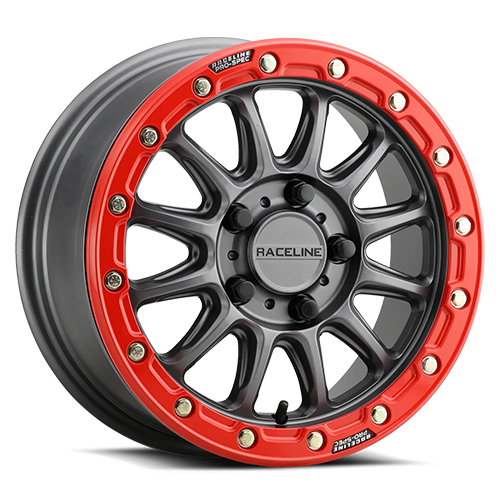 Raceline A14GR Alpha Gunmetal W/ Gloss Red Beadlock Ring Photo