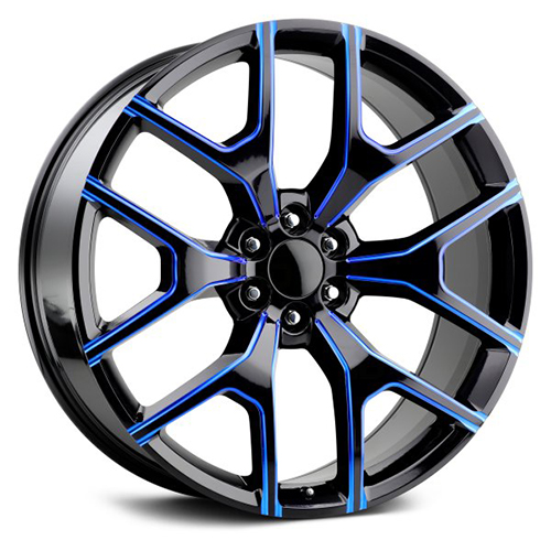 Replica Tech RT-6 Gloss Black W/ Blue Milled Accents - Part Number RT6-2410XX30LBBX Replica Tech RT-6 Gloss Black W/ Blue Milled Accents Photo