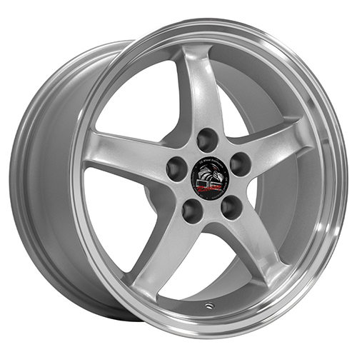 Replica Wheel Ford Mustang Cobra FR04 Silver W/ Machined Lip Photo