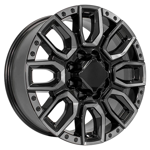 OE Wheels GMC Sierra 2500/3500 CV97B Black Milled Edge W/ Tinted Clear - Part Number CV97B-20085-8180-47BMT OE Wheels GMC Sierra 2500/3500 CV97B Black Milled Edge W/ Tinted Clear Photo