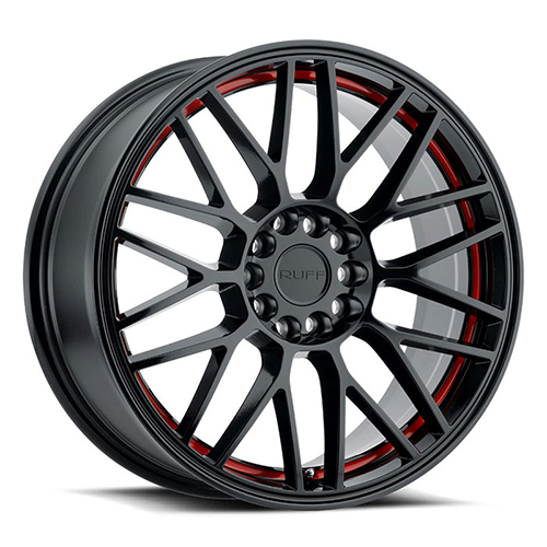 Ruff Racing Overdrive Gloss Black W/ Red Inner Lip - Part Number 1880VDR385D84B72 Ruff Racing Overdrive Gloss Black W/ Red Inner Lip Photo