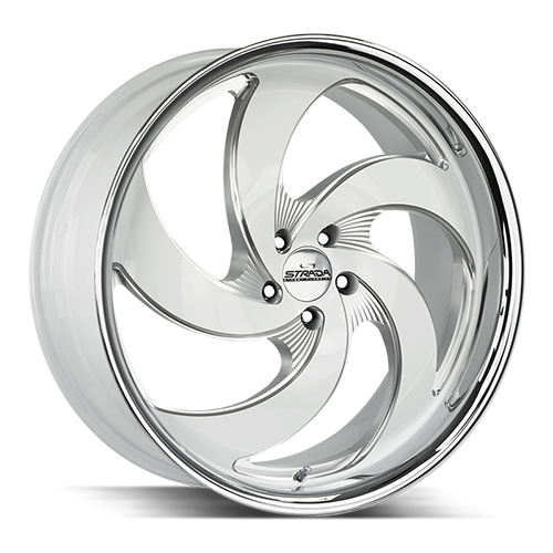 Strada Street Classics Retro 5 C05 Gloss White With Milled Stainless Lip - Part Number C05251515WMLSS Strada Street Classics Retro 5 C05 Gloss White With Milled Stainless Lip Photo
