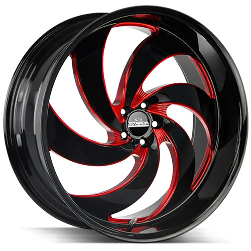 Strada Street Classics Retro 6 C06 Gloss Black W/ Candy Red Milled Accents - Part Number C06452025GBMLR Strada Street Classics Retro 6 C06 Gloss Black W/ Candy Red Milled Accents Photo