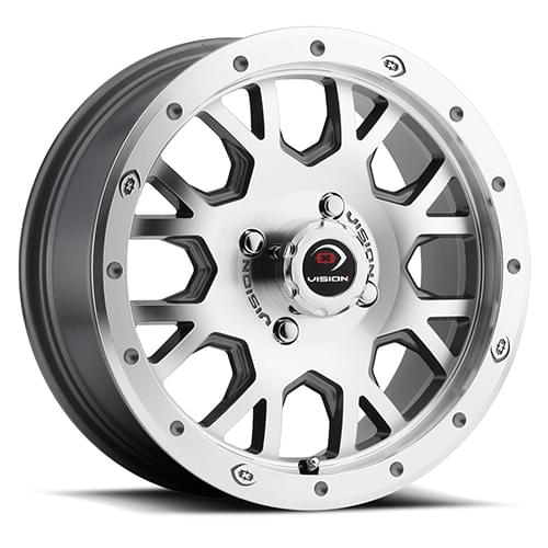 Vision Offroad Invader GV8 Gunmetal W/ Machined Fac - Part Number GV8-156110ACMF48 Vision Offroad Invader GV8 Gunmetal W/ Machined Fac Photo