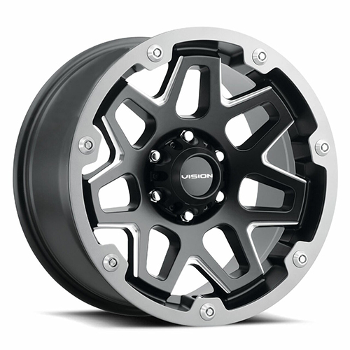 Vision Offroad Se7en 416 Satin Black Milled Gray Ring - Part Number 416-7981SBMG12 Vision Offroad Se7en 416 Satin Black Milled Gray Ring Photo