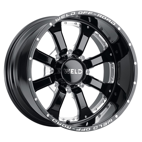Weld Off-Road Granada Eight W125 Gloss Black Milled - Part Number W12502017475 Weld Off-Road Granada Eight W125 Gloss Black Milled Photo