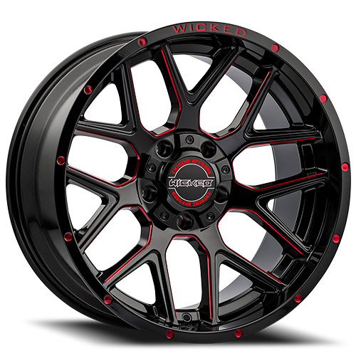 Wicked W903 Gloss Black Milled W/ Red Tint