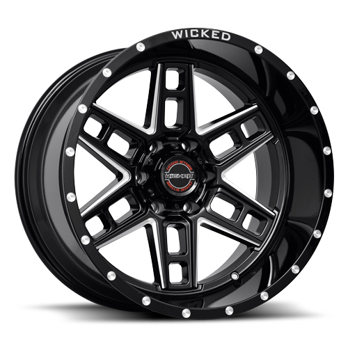 Wicked W906 Gloss Black w/ Milled Windows & Milled Rivets Photo
