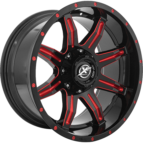 XF Offroad XF-215 Gloss Black Red Milled - Part Number XF-215201251351397-44GBMLR XF Offroad XF-215 Gloss Black Red Milled Photo