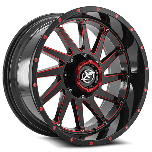 XF Offroad XF-216 Gloss Black Red Milled - Part Number XF-216209051271397+12GBRM XF Offroad XF-216 Gloss Black Red Milled Photo
