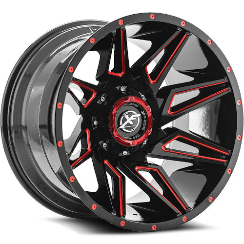 XF Offroad XF-218 Gloss Black Red Milled - Part Number XF-218209051271397+0GBMLR XF Offroad XF-218 Gloss Black Red Milled Photo