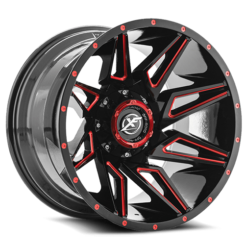 XF Offroad XF-218 Gloss Black Red Milled - Part Number XF-218209061351397+0GBRM XF Offroad XF-218 Gloss Black Red Milled Photo