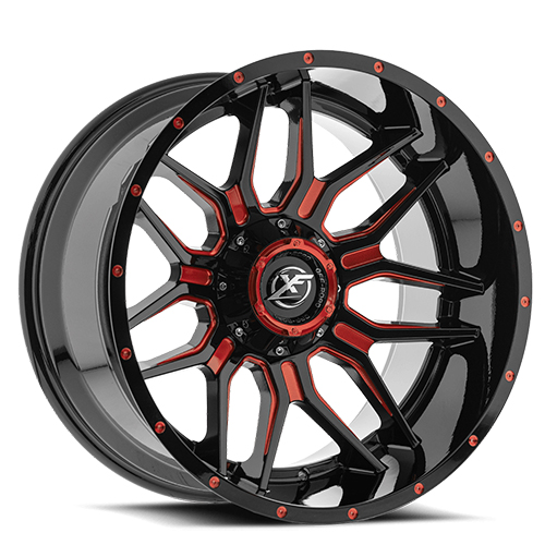 XF Offroad XF-222 Gloss Black W/ Red Milled Accents