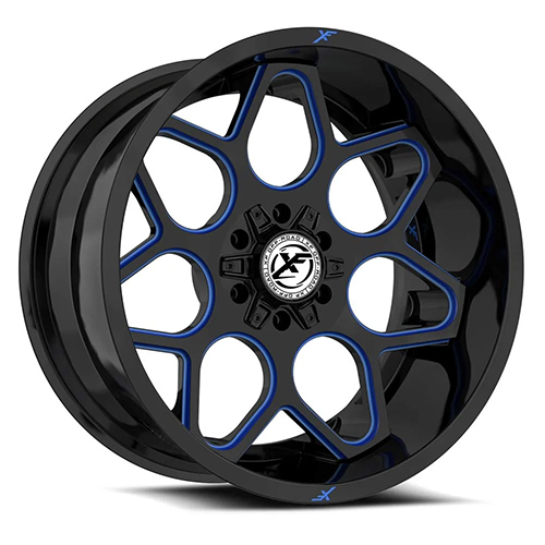 XF Offroad XF-233 Gloss Black W/ Blue Milled Accents - Part Number XF-233201051271397-24GBBM XF Offroad XF-233 Gloss Black W/ Blue Milled Accents Photo