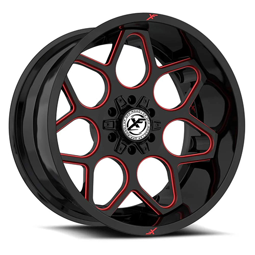 XF Offroad XF-233 Gloss Black W/ Red Milled Accents - Part Number XF-233201061351397-24GBRM XF Offroad XF-233 Gloss Black W/ Red Milled Accents Photo