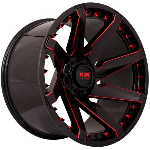 Xtreme Mudder XM301 Gloss Black Red Milled - Part Number XM301241251155127-4478GBRM Xtreme Mudder XM301 Gloss Black Red Milled Photo