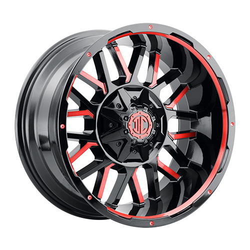Xtreme Offroad NX-12 Midnight Black With Red Milling - Part Number NX12-2090S+12PBRXG Xtreme Offroad NX-12 Midnight Black With Red Milling Photo